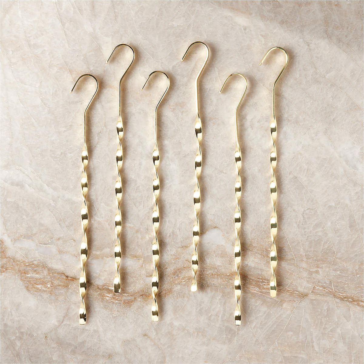 Noel Polished Brass Icicle Christmas Tree Ornaments Set Of 6 Cb2 