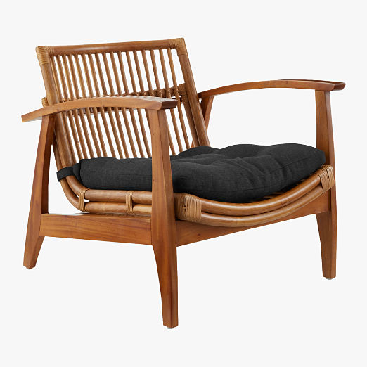 Noelie Rattan Lounge Chair with Black Cushion Set of 2