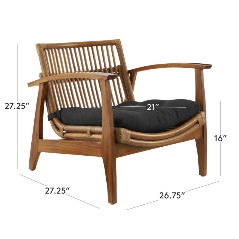 View Noelie Rattan Lounge Chair with Black Cushion - image 3 of 14