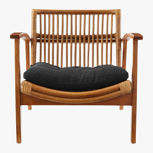 Noelie Rattan Lounge Chair with Black Cushion