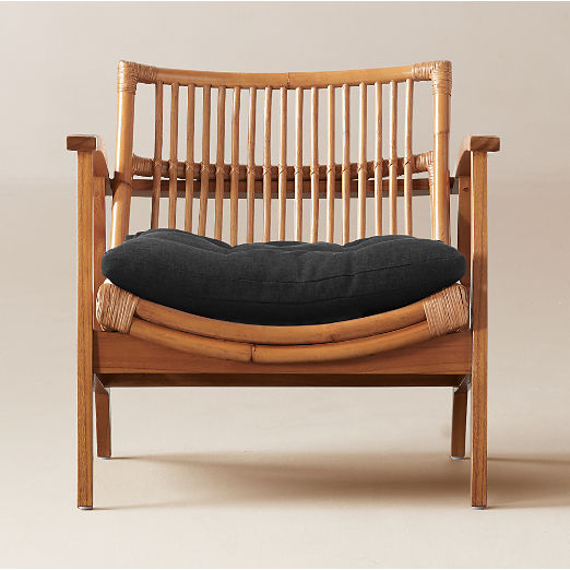 Noelie Rattan Lounge Chair with Black Cushion Set of 2