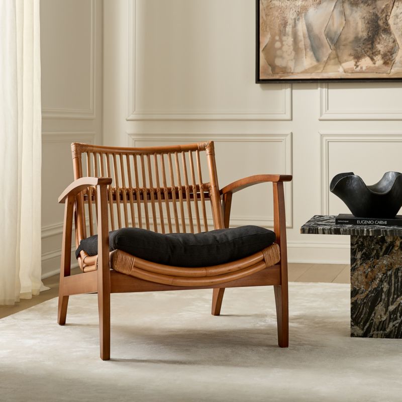 Noelie Rattan Lounge Chair with Black Cushion - image 3 of 13