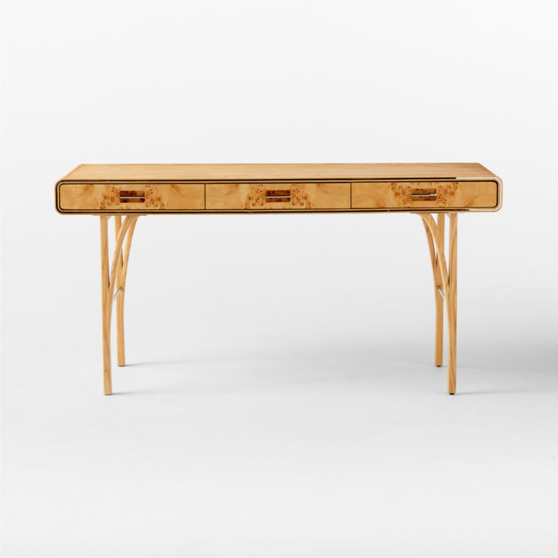 Noemie 3-Drawer Burl Wood Office Desk - image 3 of 9