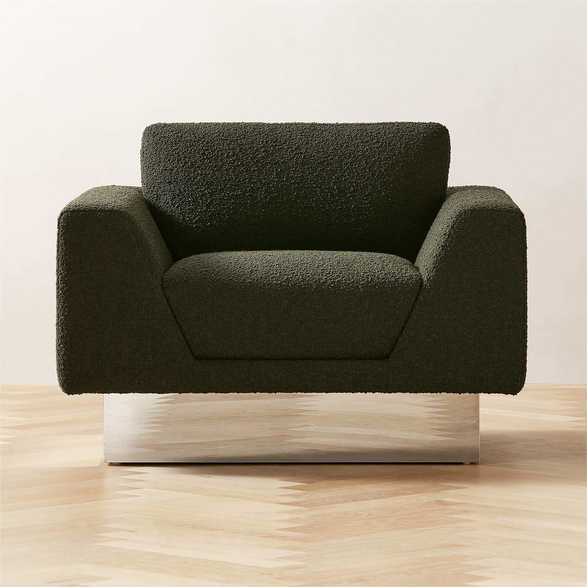 Noor Modern Green Boucle Lounge Chair | CB2