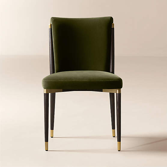 Norrie Forest Green Velvet Armless Dining Chair