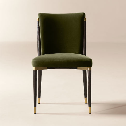 Norrie Forest Green Velvet Armless Dining Chair
