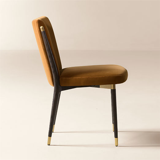 Norrie Smoked Amber Velvet Armless Dining Chair, Set of 4