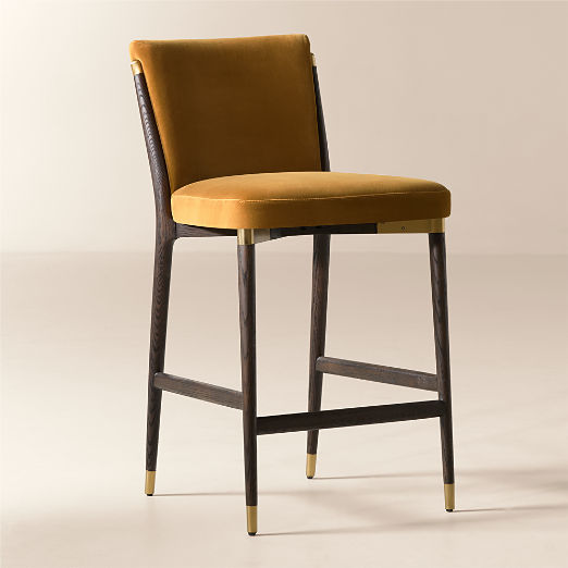 Norrie Smoked Amber Velvet Counter Stool Set of 2