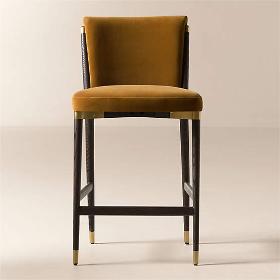 Norrie Smoked Amber Velvet Counter Stool