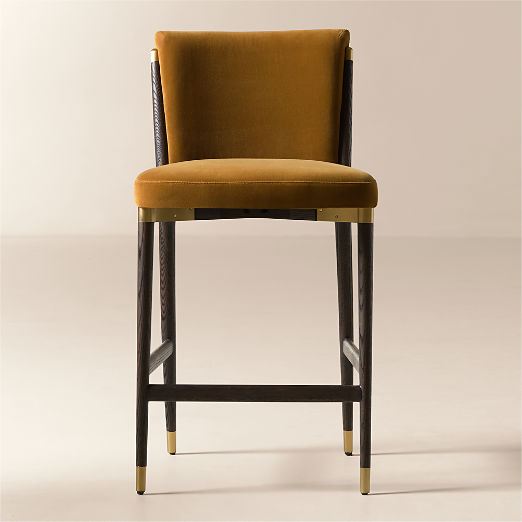 Norrie Smoked Amber Velvet Counter Stool Set of 2