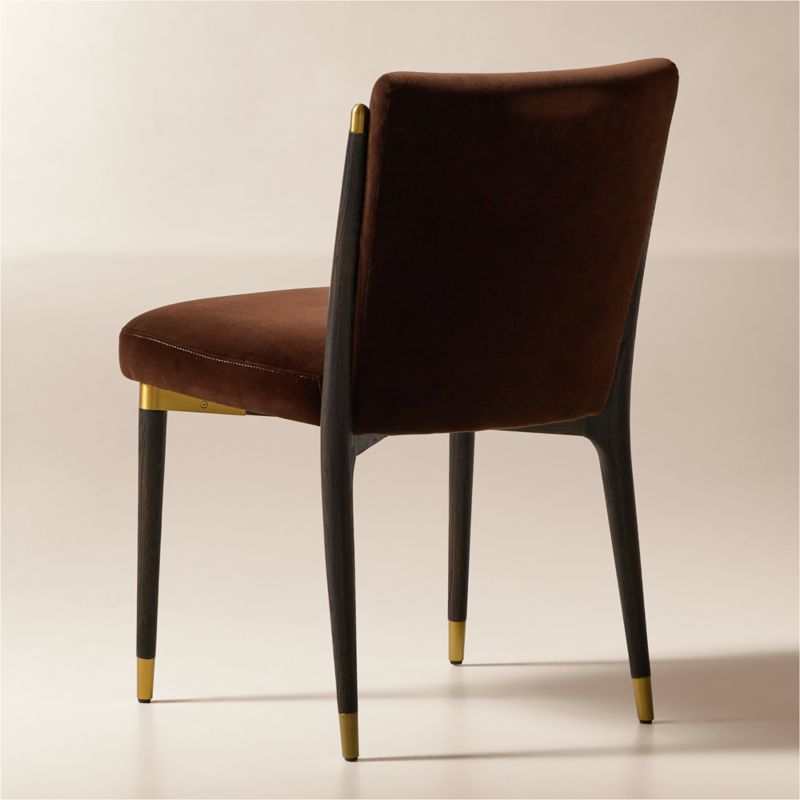 Norrie Dark Brown Velvet Armless Dining Chair - image 4 of 7