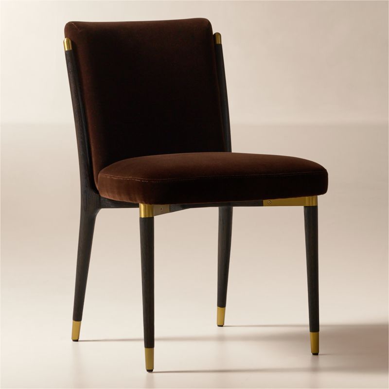 Norrie Dark Brown Velvet Armless Dining Chair - image 2 of 7