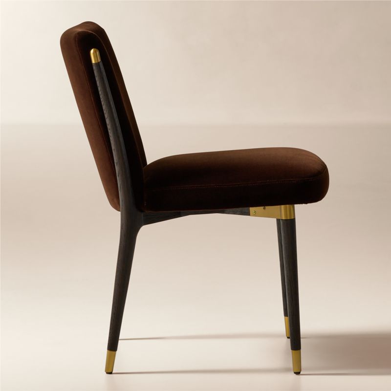 Norrie Dark Brown Velvet Armless Dining Chair - image 3 of 7