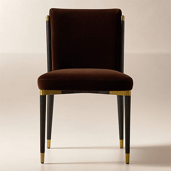 Norrie Dark Brown Velvet Armless Dining Chair
