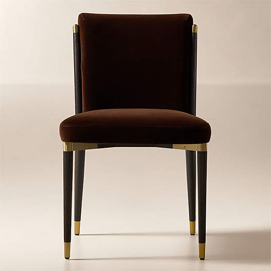 Norrie Dark Brown Velvet Armless Dining Chair
