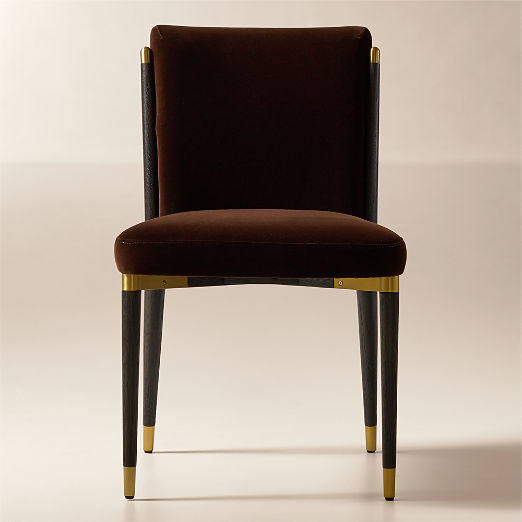 Norrie Dark Brown Velvet Armless Dining Chair
