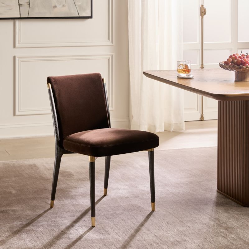 Norrie Dark Brown Velvet Armless Dining Chair - image 1 of 7