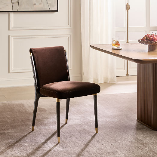 Norrie Dark Brown Velvet Armless Dining Chair