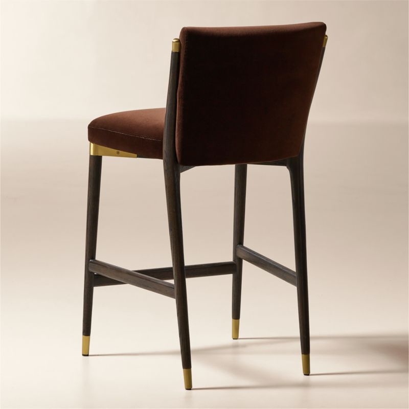 Norrie Dark Brown Velvet Counter Stool - image 3 of 6