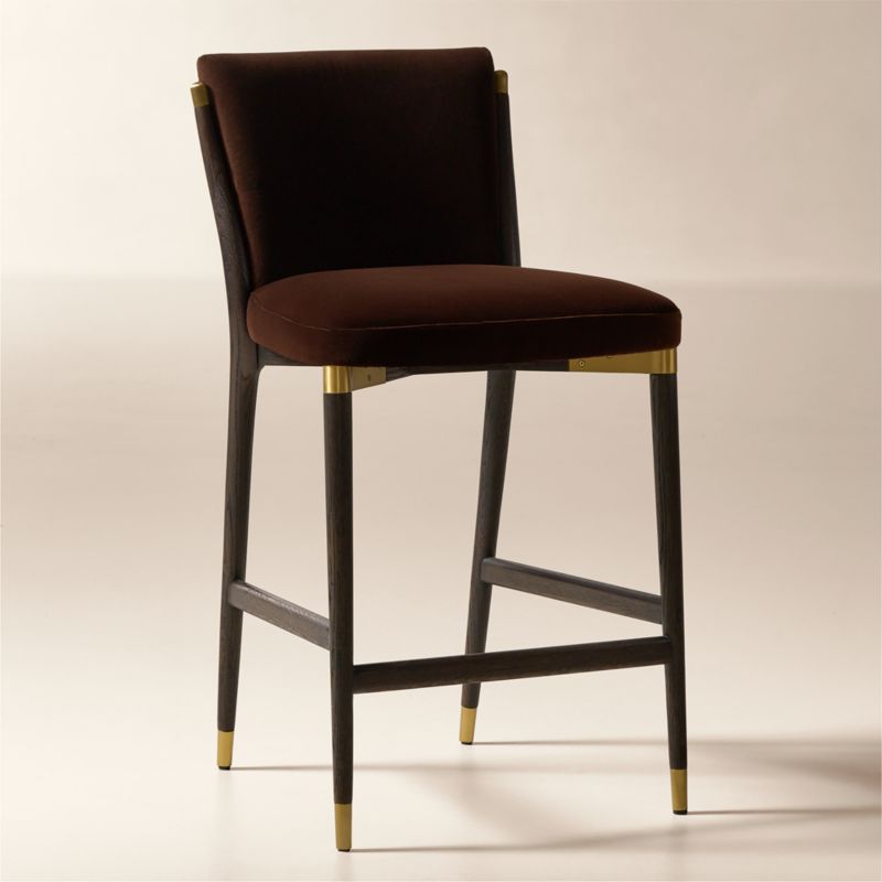 Norrie Dark Brown Velvet Counter Stool - image 1 of 6