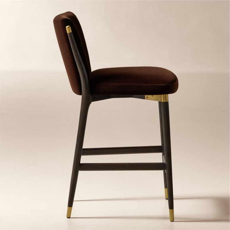 Norrie Dark Brown Velvet Counter Stool - image 2 of 6