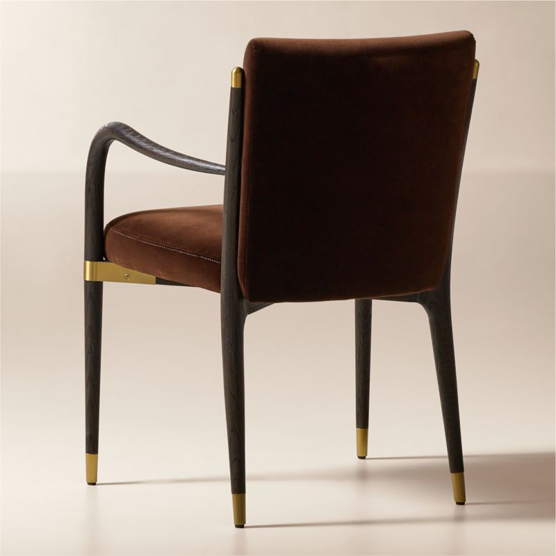 Norrie Dark Brown Velvet Dining Armchair - image 4 of 7