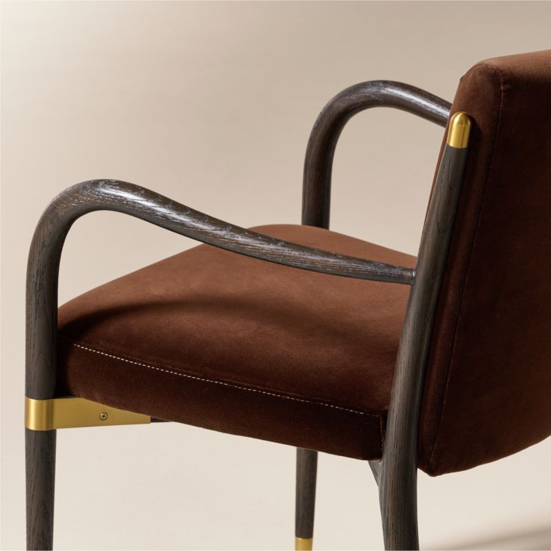 Norrie Dark Brown Velvet Dining Armchair - image 5 of 7