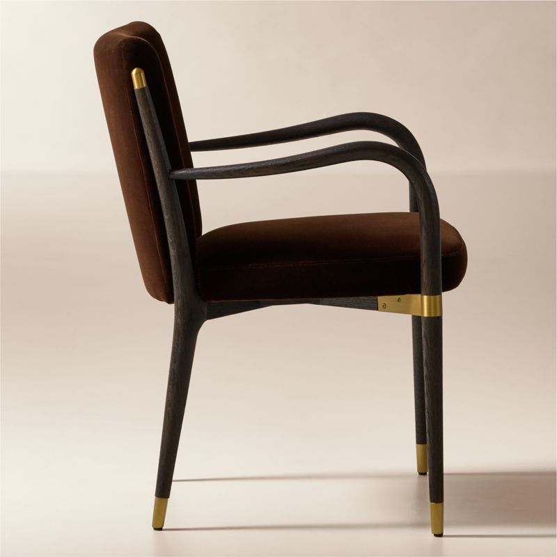 Norrie Dark Brown Velvet Dining Armchair - image 3 of 7
