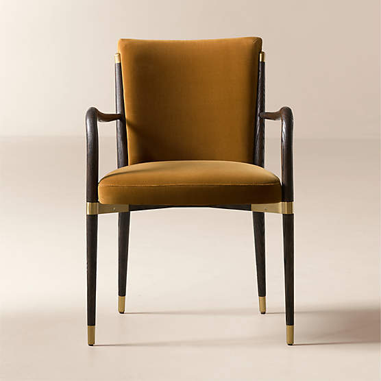 Norrie Smoked Amber Velvet Dining Armchair Set of 4