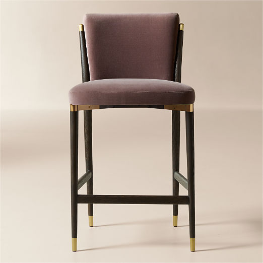 Norrie Dusty Lilac Velvet Counter Stool Set of 2