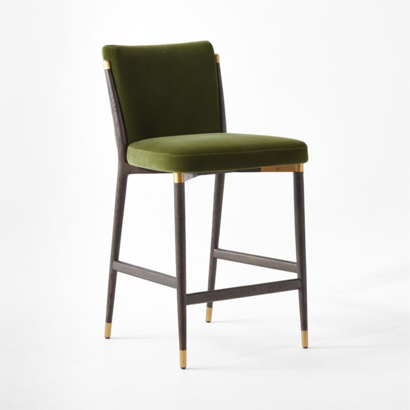 Norrie Forest Green Velvet Dining Counter Stool - image 3 of 7