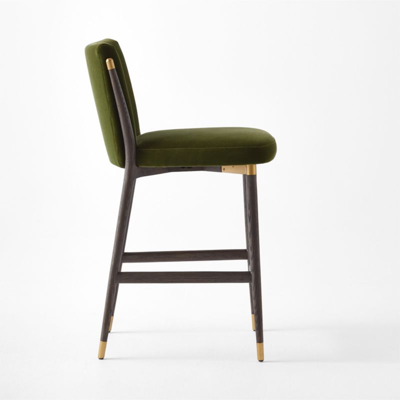 Norrie Forest Green Velvet Dining Counter Stool - image 4 of 7