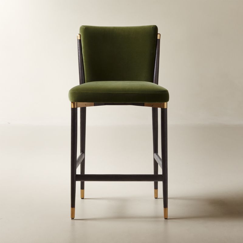 Norrie Forest Green Velvet Dining Counter Stool - image 0 of 7