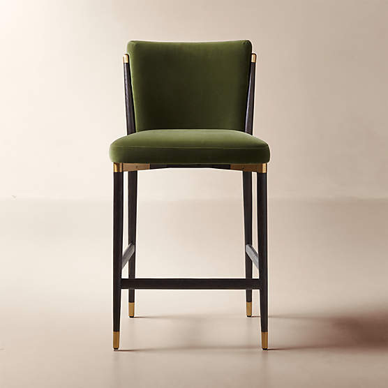 Norrie Forest Green Velvet Dining Counter Stool