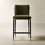 Norrie Olive Green Velvet Dining Counter Stool