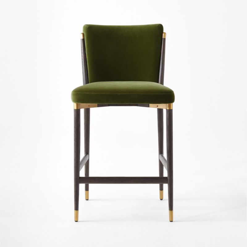 Norrie Forest Green Velvet Dining Counter Stool - image 2 of 7