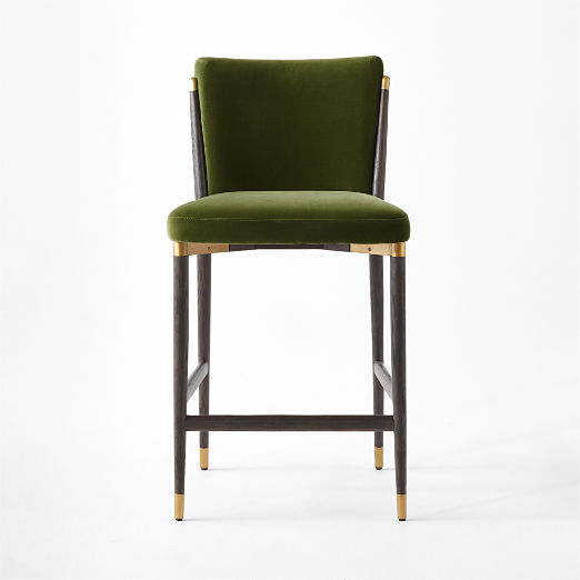 Norrie Forest Green Velvet Dining Counter Stool