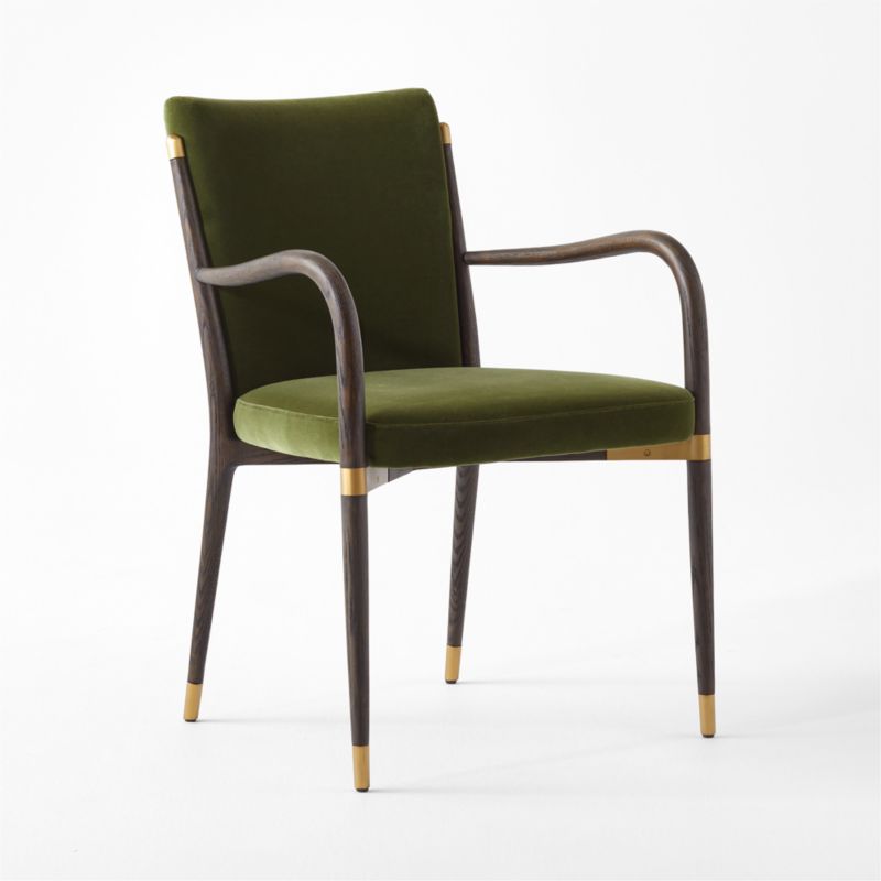 Norrie Forest Green Velvet Dining Armchair - image 9 of 13