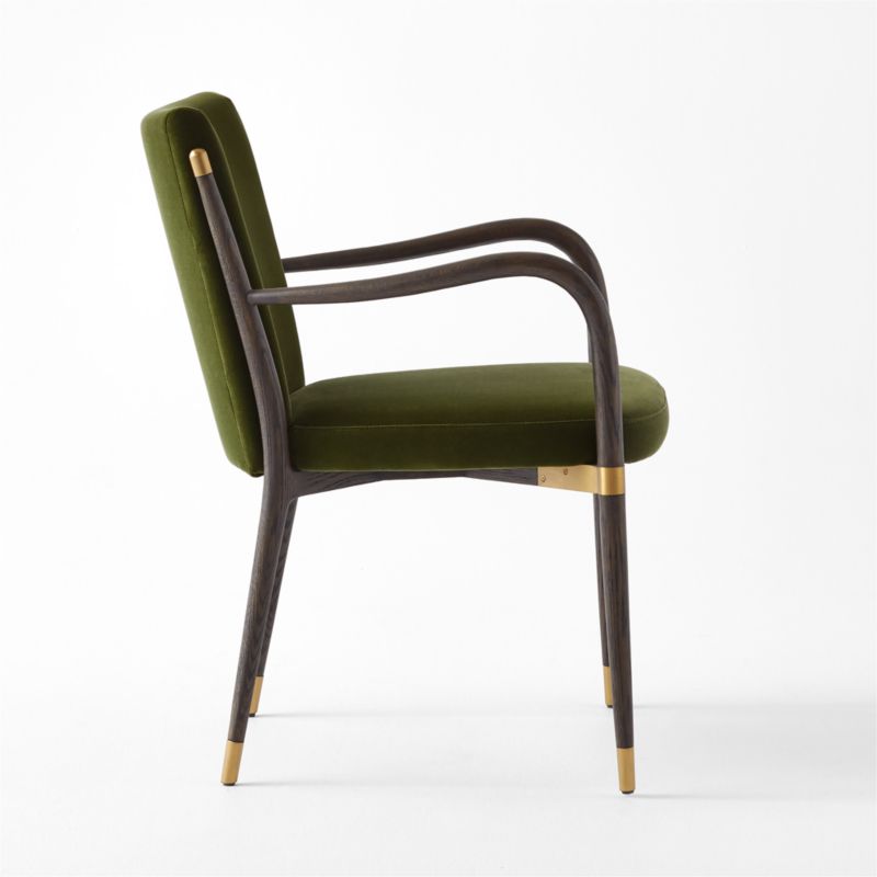 Norrie Forest Green Velvet Dining Armchair - image 10 of 13