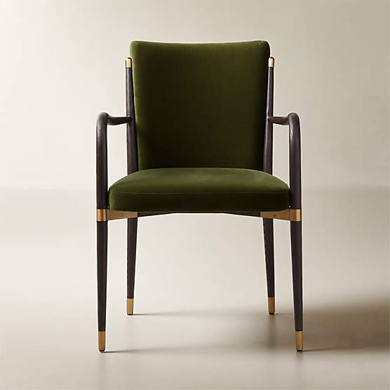 Norrie Forest Green Velvet Dining Armchair