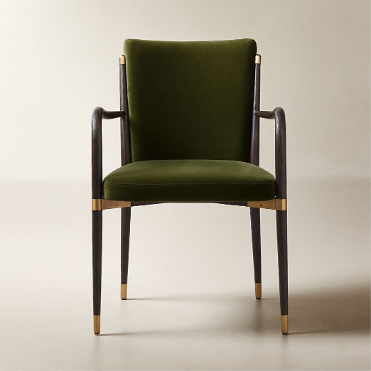 Norrie Olive Green Velvet Dining Armchair