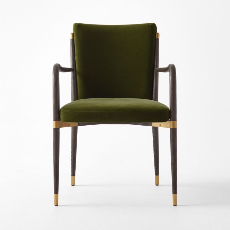 Norrie Forest Green Velvet Dining Armchair - image 8 of 13