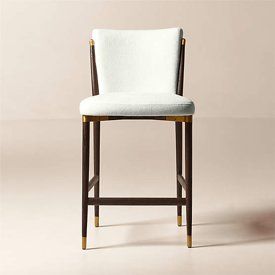 Norrie Snow White Performance Fabric Dining Counter Stool Set of 2