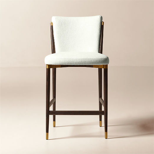 Norrie Snow White Performance Fabric Dining Counter Stool Set of 2