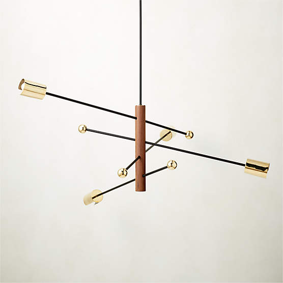 Bruna Walnut Wood and Linen Modern Pendant Light + Reviews | CB2