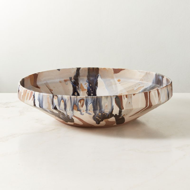 Notus Tan and Black Ceramic Decorative Bowl with Reactive Glaze - image 0 of 10