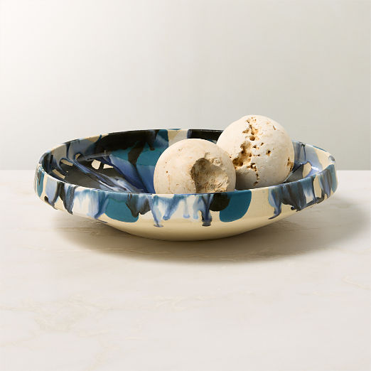 Notus Blue and White Ceramic Decorative Small Bowl with Reactive Glaze