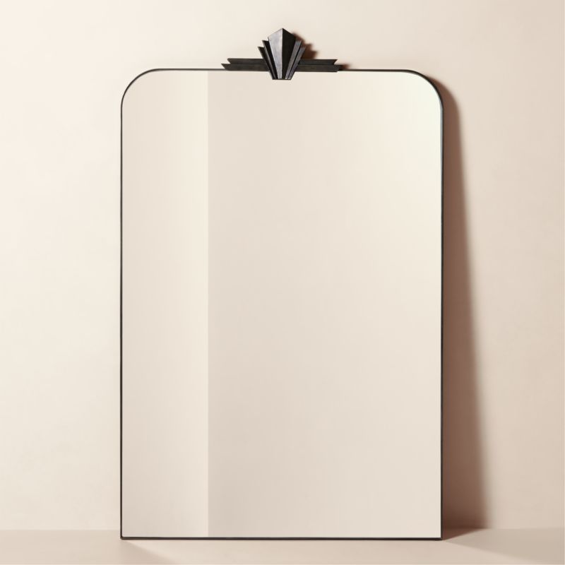 View Nouveau Modern Black Iron Full-Length Floor Mirror 48"x78" details