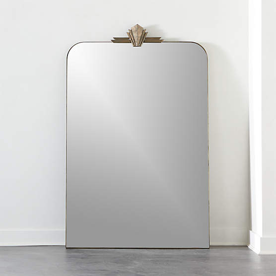 Nouveau Modern Brass Lacquered Iron Full-Length Floor Mirror 48"x78"