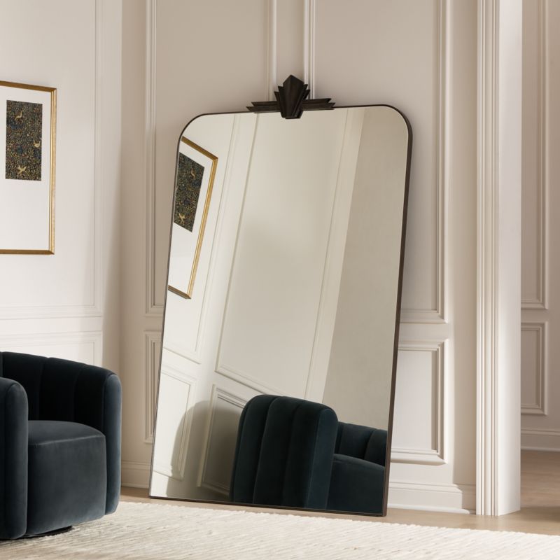 Nouveau Modern Black Iron Full-Length Floor Mirror 48"x78" - image 2 of 10